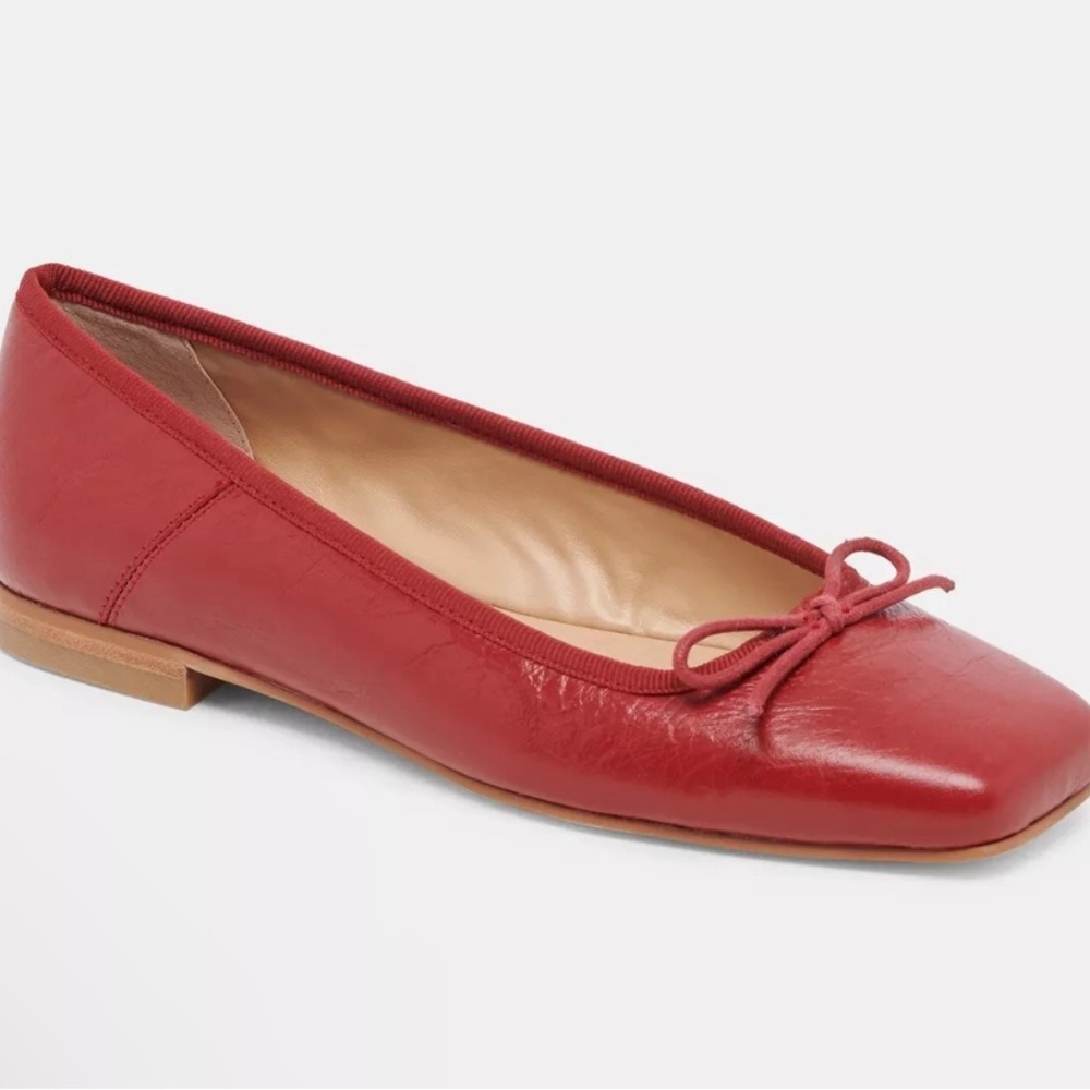 Dolce Vita Red Crinkle Slip-On Ballet Flats Women's Size 9 Brand New